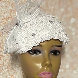 White Rhinestone Braid Hat for church head covering, weddings, tea parties and other special occasions
