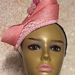 Pink Lace Rhinestone hat for Church, Wedding, Mother of the Bride, Head Covering, Tea Parties and other special occasions
