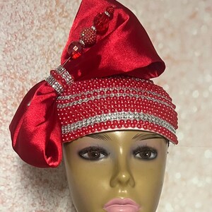 Red Rhinestone Church Hat - Etsy display picture 3