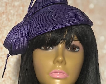 Purple Womens Church Hat, Full Coverage hat, Mother of the Bride Wedding Hat, Tea Party Hat. Gift for Mom, Wife, Her.