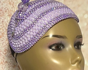 Lavender Beaded hat for Church, Wedding, Mother of the Bride, Head Covering, Tea Parties and other special occasions