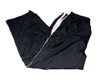 Just My Size Vintage zwart-roze nylon trainingsbroek met elastische taille, maat 18 W/20 W Lichtgewicht sportkleding