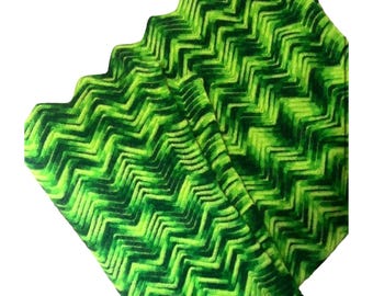 Vintage afghanische Häkeldecke 49 x 45 Handgefertigter Quiltüberwurf Grün Chevron Zig Zag