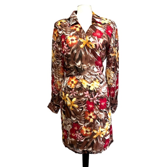 Vintage Selene Sport Floral Wrap Dress Sz Large B… - image 1