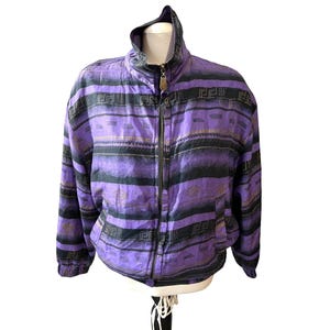 FuDa Int'l Vintage Silk Eighties Windbreaker Jacket Sz Medium Womens Abstract Retro Jacket
