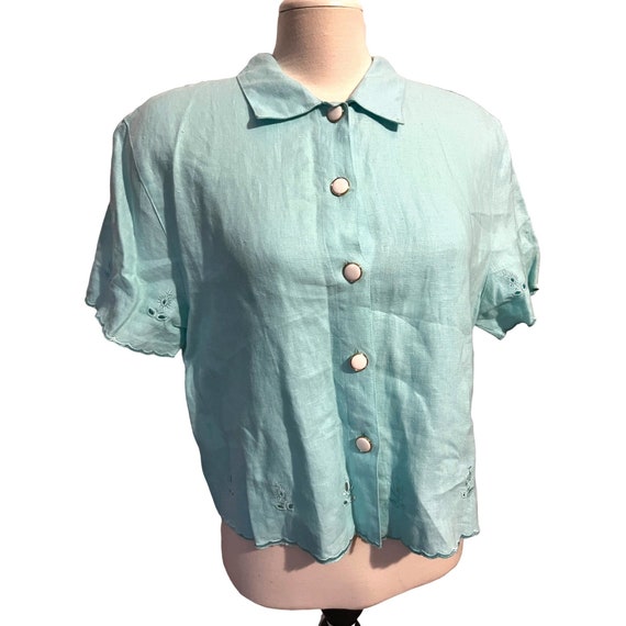 Vintage Uniform by John Paul Richard Linen Cropped Bu… Gem