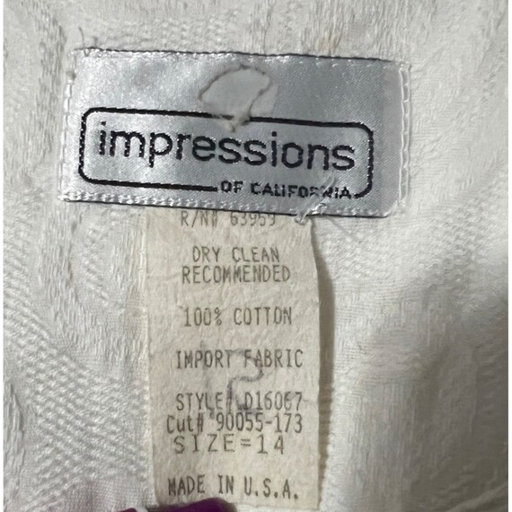 Vintage White Sheath Dress by Impressions Sz 14 S… - image 3