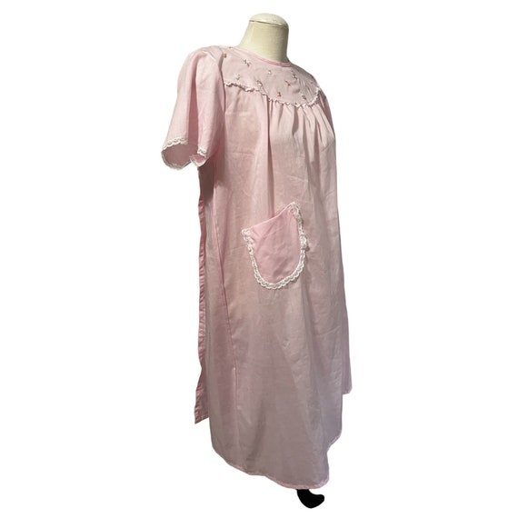 Vintage Handmade Pink Floral Embroidered Wrap Nig… - image 10