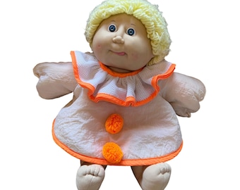 Cabbage Patch Vintage Kids Doll w/ Clown Outfit Blonde Boy Tongue Out Blue Eyes Dimples 1982 16"