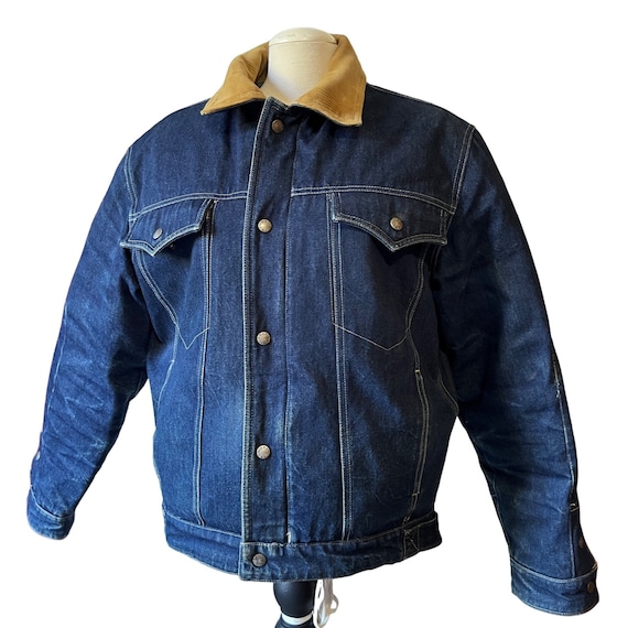 Vintage Field Stream Actionwear Down Denim Jacket Sz M Mens Lined Corduroy Collar Etsy Canada