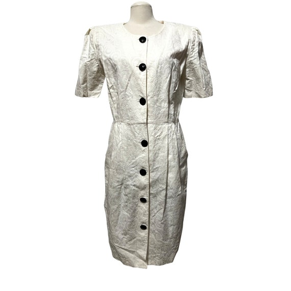 Vintage White Sheath Dress by Impressions Sz 14 S… - image 1