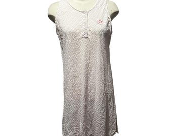Vintage 90's Carole Hochman Striped Embroidered Cotton Night Gown Sz Large Womens Pink Floral