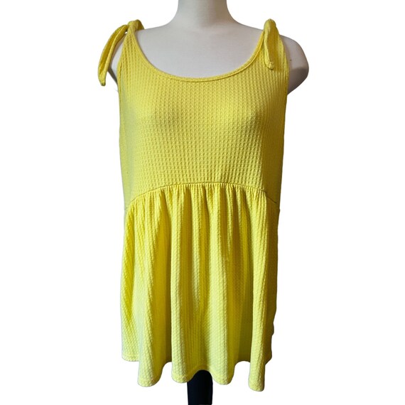 Vintage Spin USA Tank Top Sz 1XL Womens Yellow Pl… - image 1