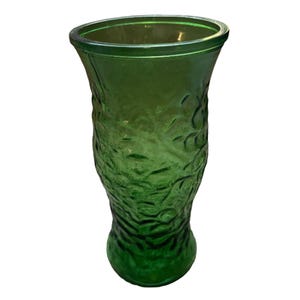 Vintage Hoosier Glass Green Molded Vase 10&quot; Elegant Floral Decor Urn