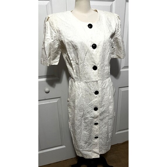 Vintage White Sheath Dress by Impressions Sz 14 S… - image 7