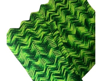 Vintage Afghan Crochet Blanket 49 x 45 Handmade Throw Quilt Green Chevron Zig Zag