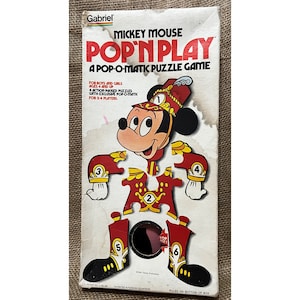 Vintage Disney Gabriel 1970's Mickey Mouse Pop 'N Play Puzzle Game PopOMatic Puzzle Game