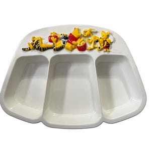 Bandeja de comida vintage con calefacción de Winnie the Pooh de Disney con ventosas, adorables personajes (sin probar)