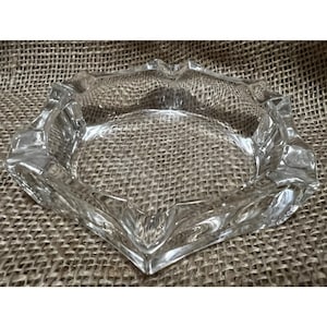 Vintage Crystal Hexagon Ashtray with Molded Setting Places