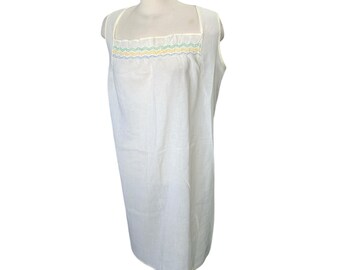 Vintage Sears Womens Sleeveless Nightgown With Embroidered Yoke