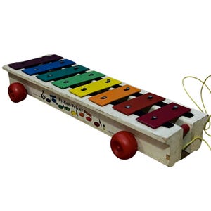 Vintage Fisher Price Pull Along Xylophone 1978 Retro Nursery Toy Musical Collectible