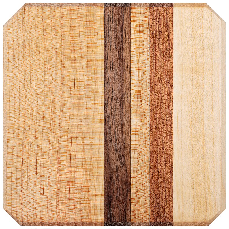 Dessous de verre en bois massif, érable, noyer et acajou, Set de 4 image 2