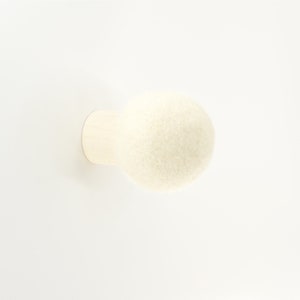 White wool wall hook; decorative wall hook; minimalist wall hook; hat hook; neutral nursery decor; hook for towels; wool wall decor; peg