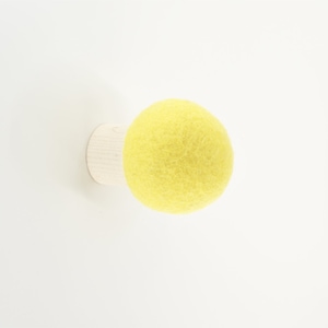 Daffodil yellow wall hook; decorative wall hook; minimalist and modern wall hook; wool and wood round hook for wall; hat hook; coat hook