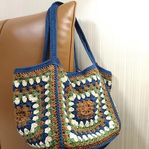 Crochet Tote Bag, Granny Square Bag, Crochet Hobo Bag, Crochet Shoulder Bag, Crochet Bag, Handmade Bag, Colorful Crochet Bag