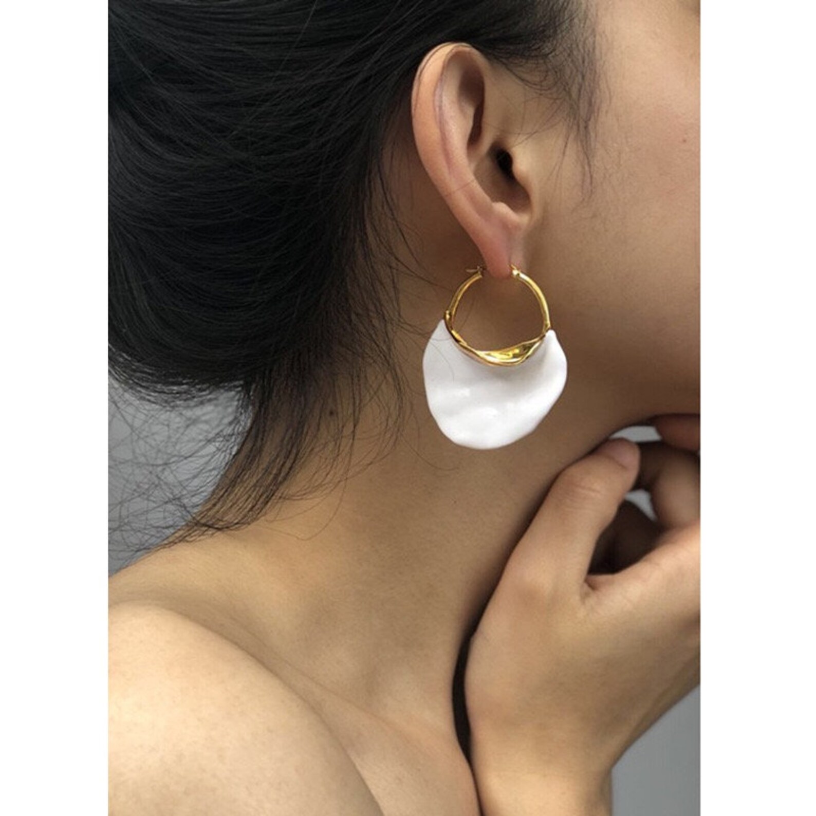 Round Earrings suitable for summer earrings white earrings Etsy