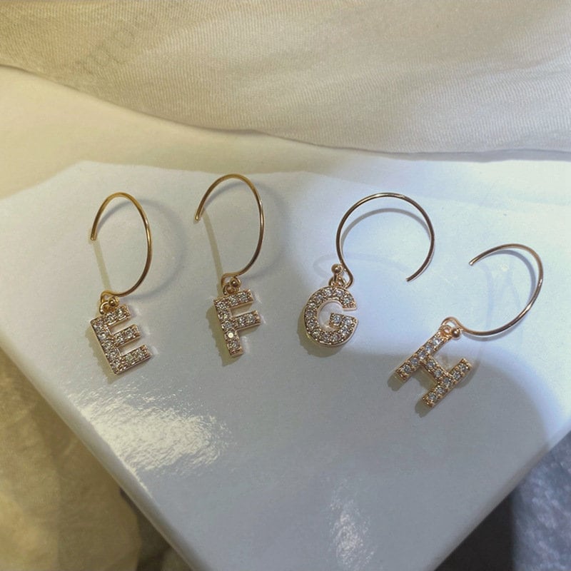 Alphabet Letter Earrings Rose Gold Letter Earring Etsy
