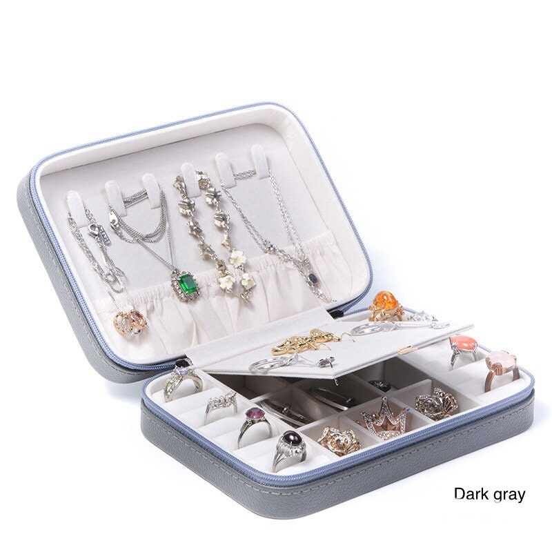 Leather white jewelry box Small travel jewelry boxLeather Etsy