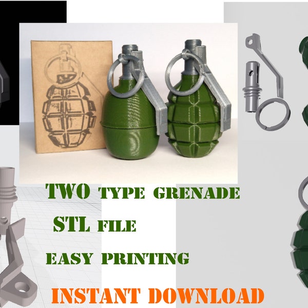 RGD-5 F-1 Grenade STL file 3d Printer stl file Figure  3D Models Stl file 3d Printing  file 3d Print stl Model Grenade stl files 3d Stl file