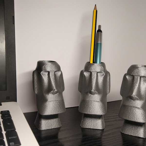 Osterinsel-Kopf, einzigartige schöne Figur, einzigartige Moai-Figur, Bleistiftständer. auf einem 3D-Drucker gedruckt. Das beste Geschenk für den Bürotisch.