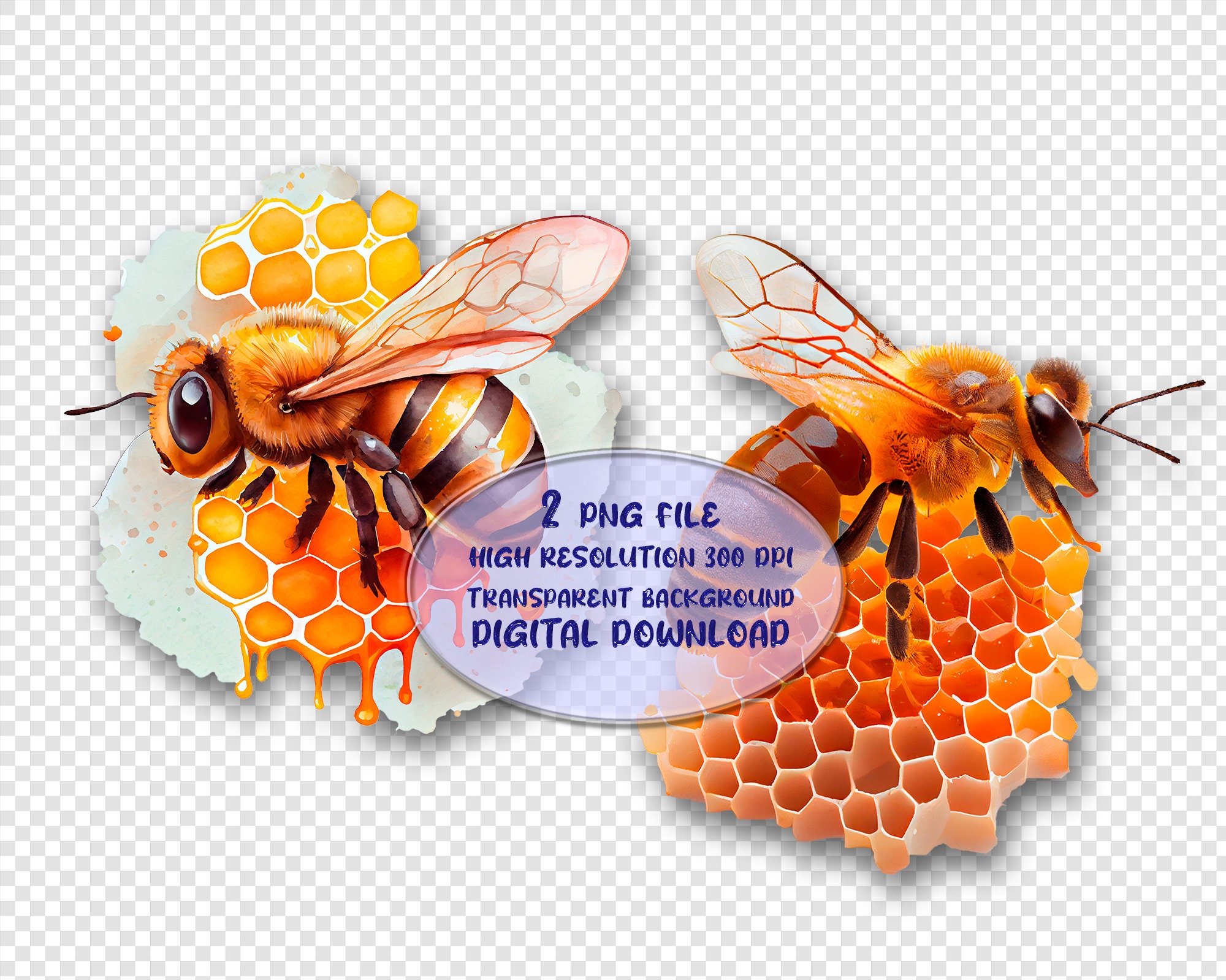 Watercolor Bee Clipart Digital Download PNG Hand Painted Etsy Hong Kong