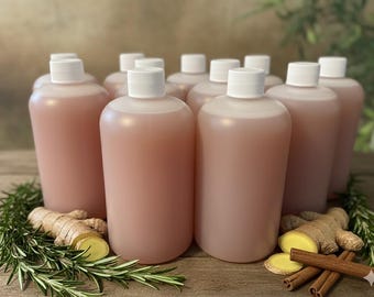 Champú/limpiador natural de jengibre, romero, canela y hierbas para un cabello fuerte y saludable