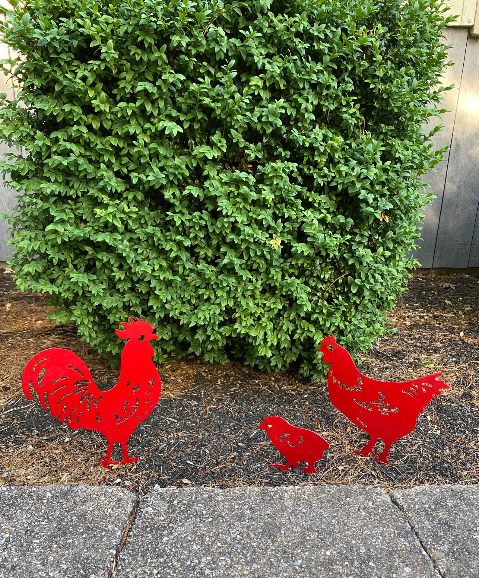 Metal Rooster Chicken Yard Garden Stakes Etsy