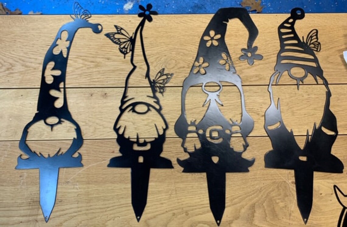 Metal Gnome Yard Garden Stakes Gnome Garden Art Gnome Yard Etsy