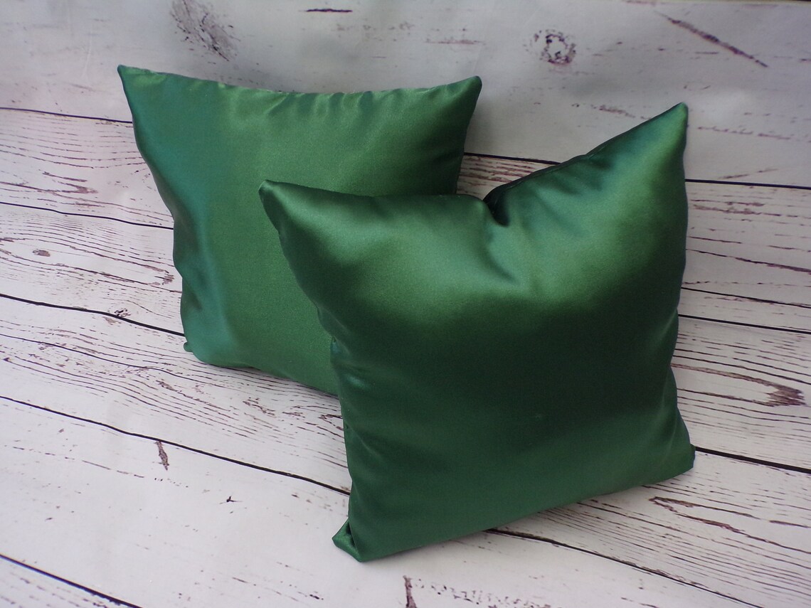 Hunter Green Satin Decorative Pillow Dark Green Accent Etsy