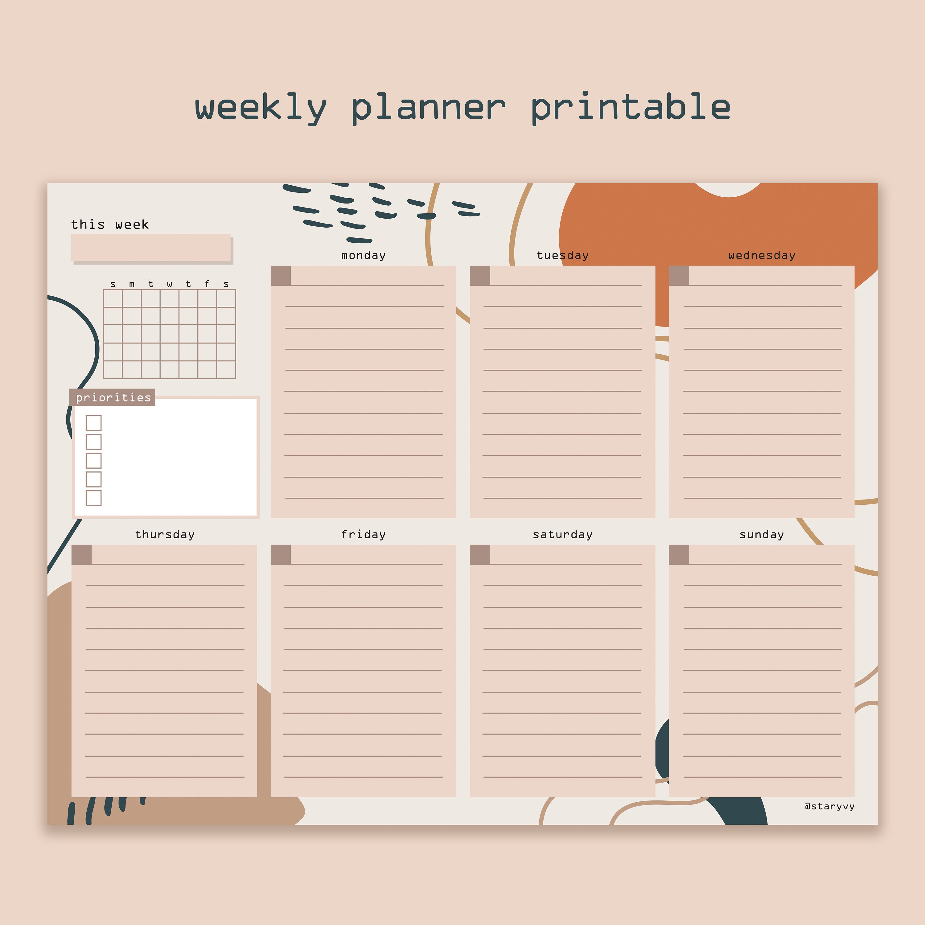 PACKLIST Planning Semaine + Mensuel - Planificateur Hebdomadaire