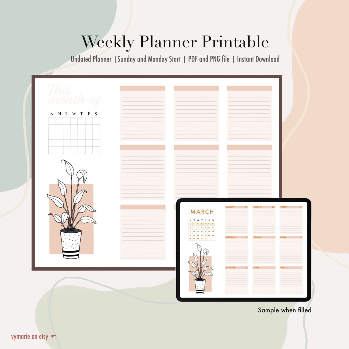Printable Weekly Planner Aesthetic Weekly Planner Printable - Etsy