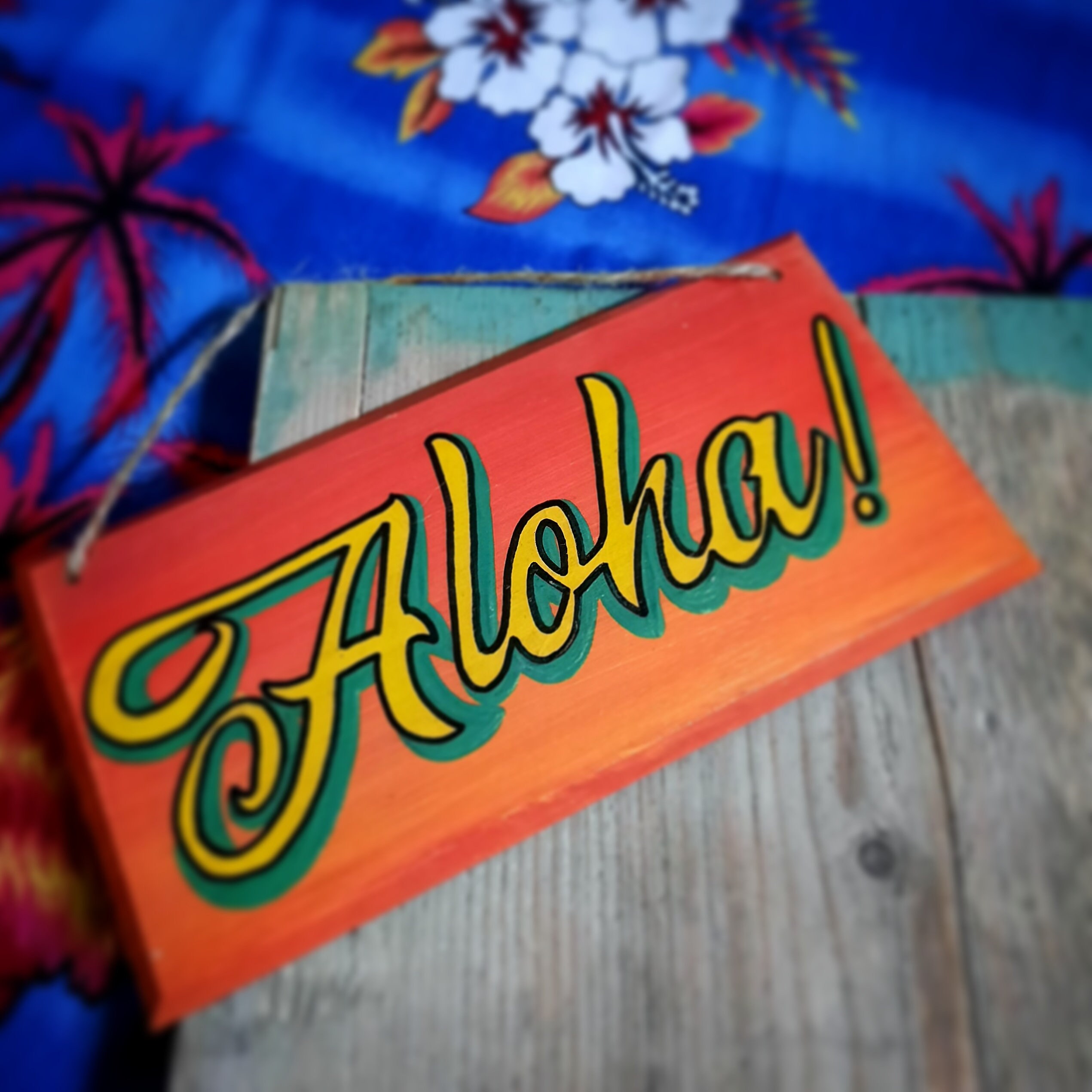Aloha Sunset Sign Welcome sign Hawaiian hand paint sign | Etsy