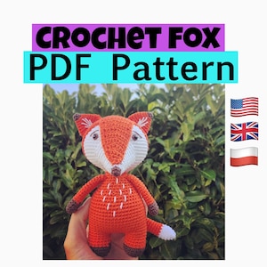 Crochet fox PDF pattern, Wzor na lisa na szydelku