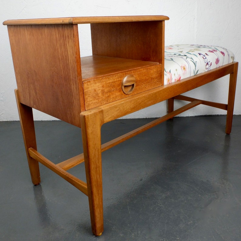 Midcentury Hall Telephone Table With Seat Etsy UK