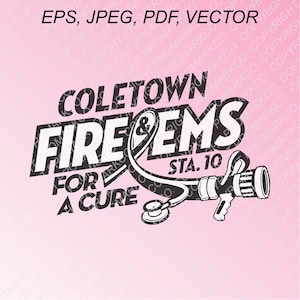 Breast Cancer Awareness Ribbon, Fire, Rescue, EMS, Vector Graphic For Vinyl Cutting, Decals, Screen Print, Heat Press, and Logo Design