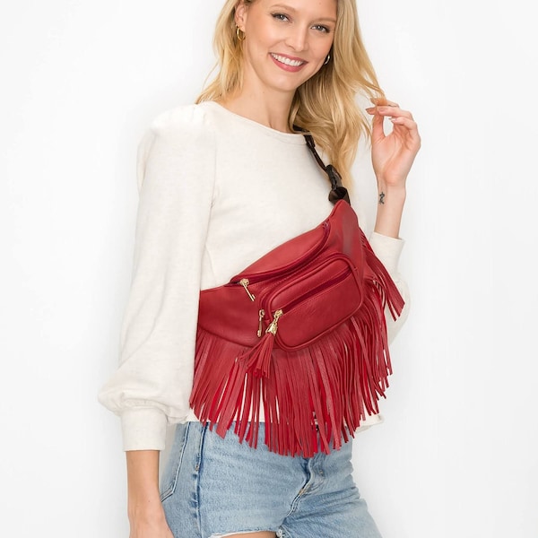Fringe Tassel Fanny Pack: Multi-Zipper Festival Waist Bag
