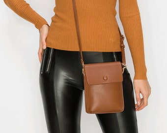 Mini bolso bandolera con solapa para teléfono móvil: bolso con doble compartimento y correa ajustable