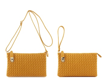 Fashion Woven Three Compartments Crossbody Bag, Everyday Purse with Adjustable Shoulder Strap