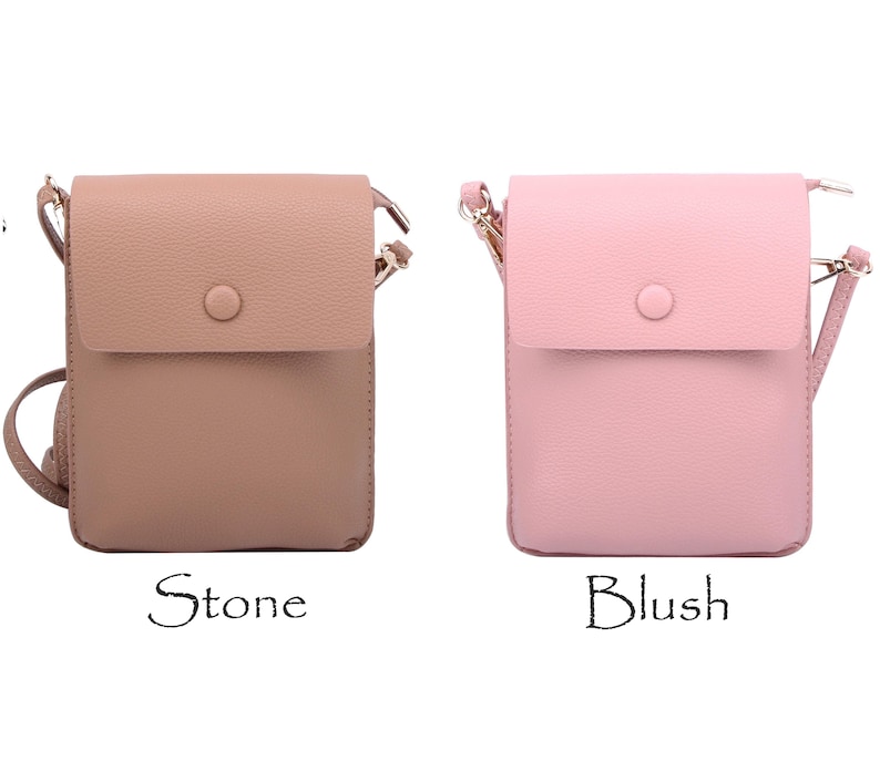 Bolso bandolera con solapa para teléfono móvil: minibolso de piel sintética con correa ajustable imagen 10