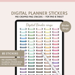 85 Digital Planner Rings, Rings Binder for Digital Planner, iPad Ring Stickers, Digital Ring Stickers, Cropped PNG, GoodNotes Ring Stickers